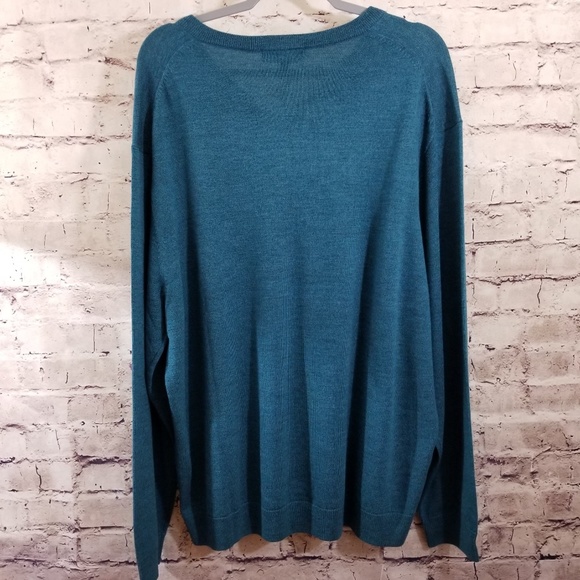 Hart Schaffner Marx Big Man Turquoise Wool Sweater - Picture 4 of 8